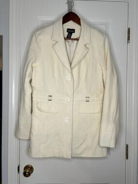 Dialogue Womens White Blazer Jacket Medium Structured Career Classic